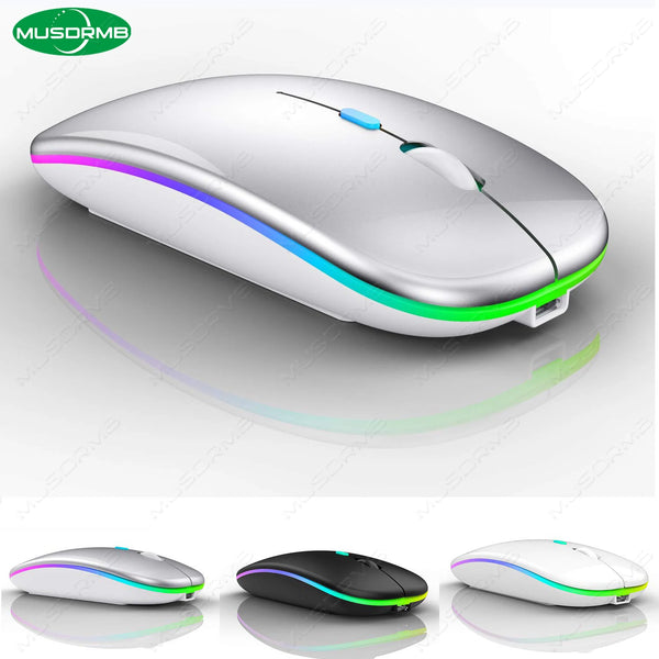 Mouse Sem Fio Iluminado – Bluetooth, Recarregável, Compatível com Apple, Android e Windows
